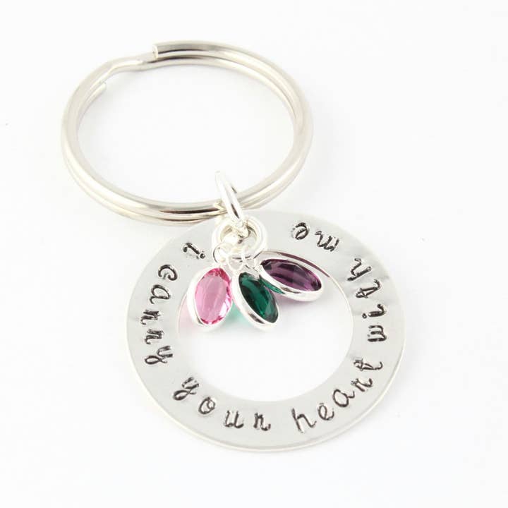 Personalized Sterling Silver Birthstone Keychain for Mom for wholesale by The Silver Diva
