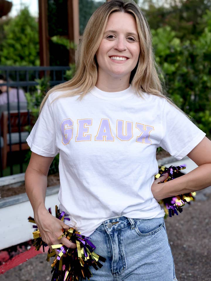 White Geaux Block T-Shirt for wholesale on Faire2