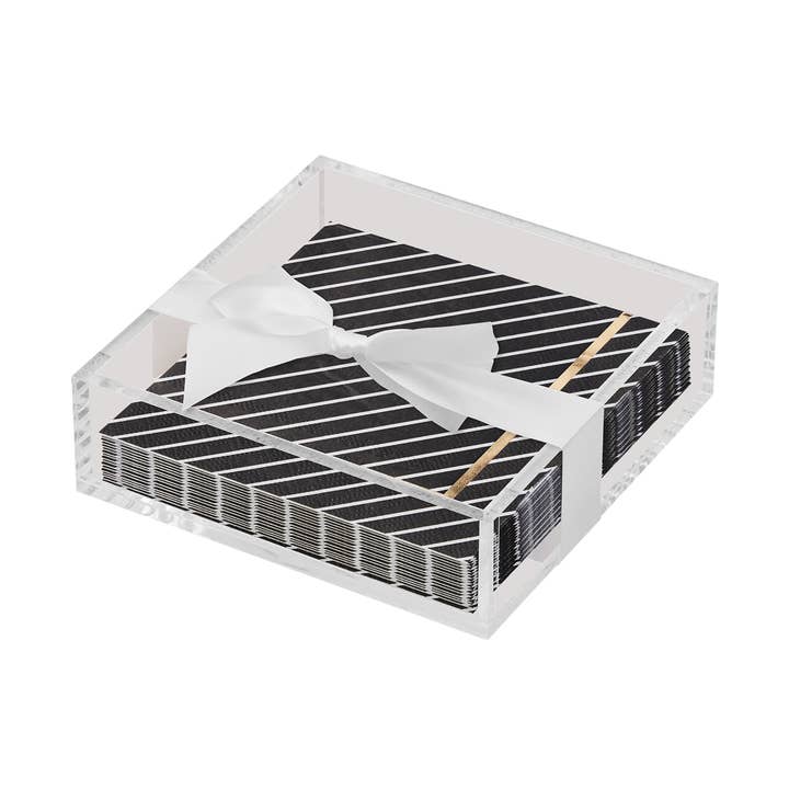 Vassoio per Tovaglioli in Acrilico, Trasparente con Tovagliolo da Cocktail - Nero Quotidiano per la vendita all'ingrosso da parte di Sophistiplate