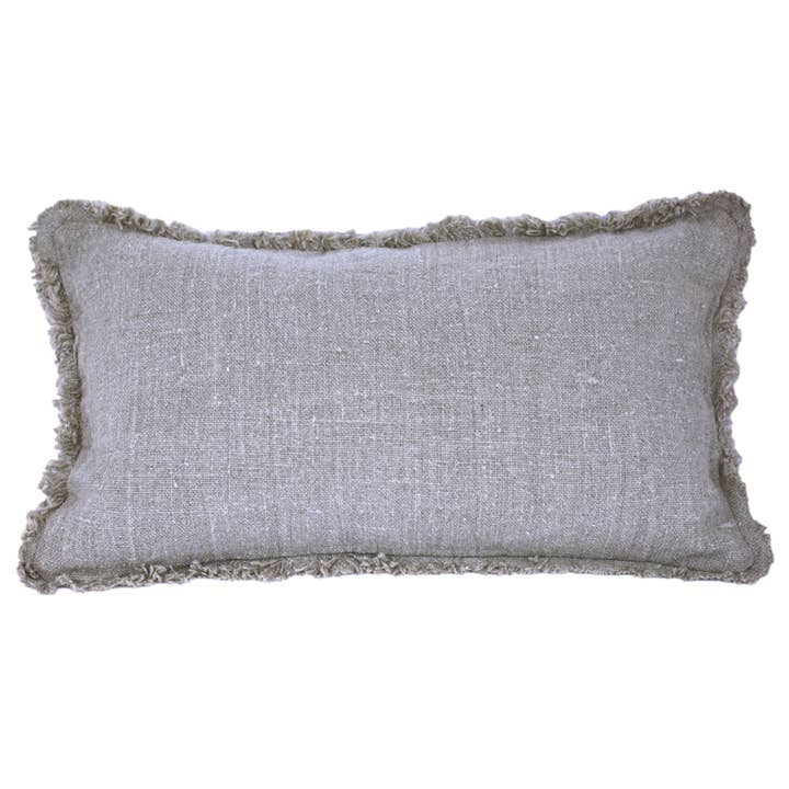 Linnen kussensloop - Lumbale - Naturel met gerafelde randen - 12x20 voor wholesale door LinenCasa