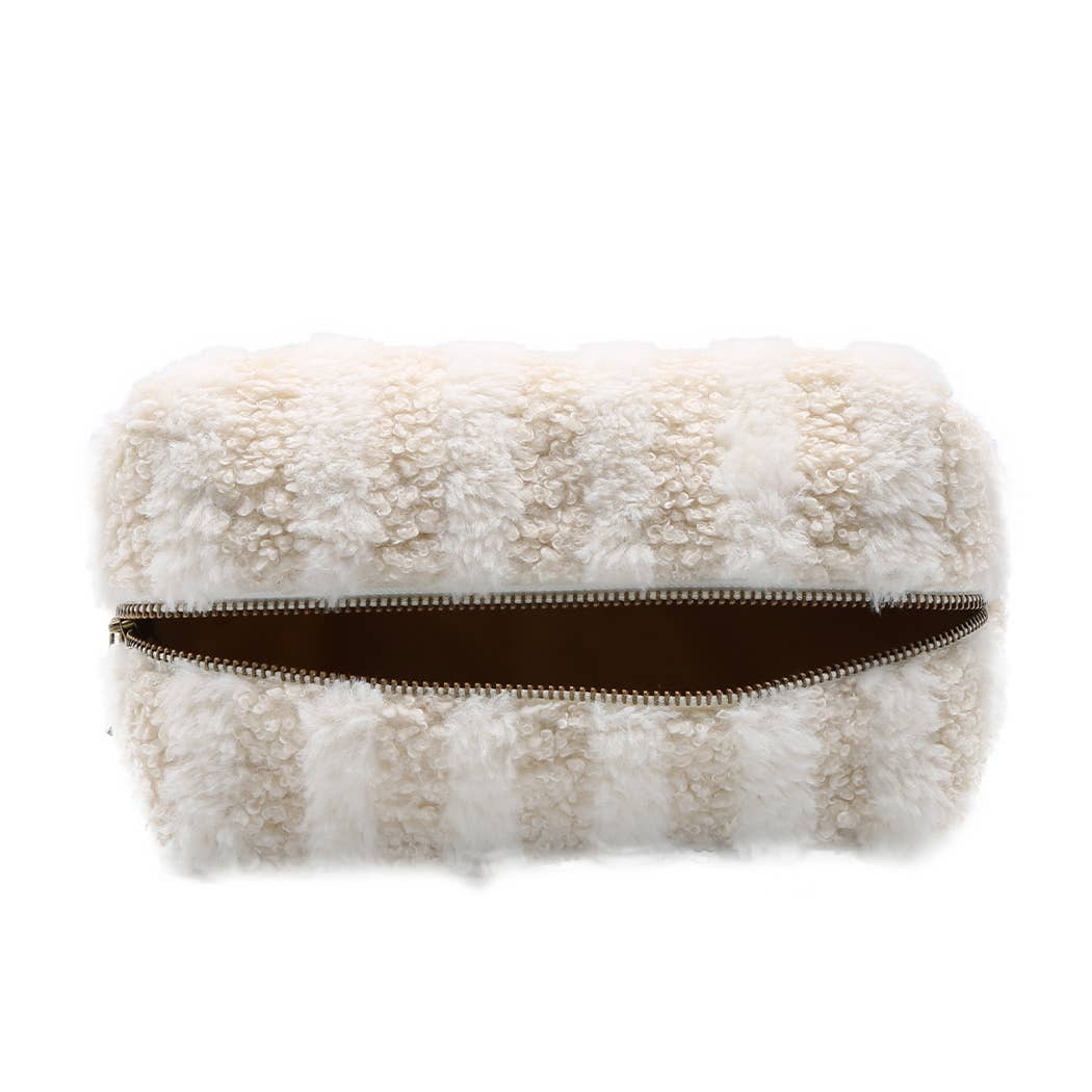 Fashion City - Wholesale Pouch - Women's - Stripe Pattern Sherpa Travel Pouch4