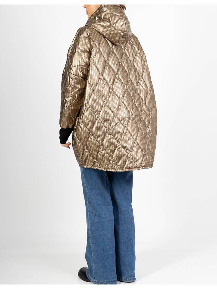 Happy look - Venta al por mayor Plumífero - Mujer - Plumífero extragrande con estampado y efecto metalizados