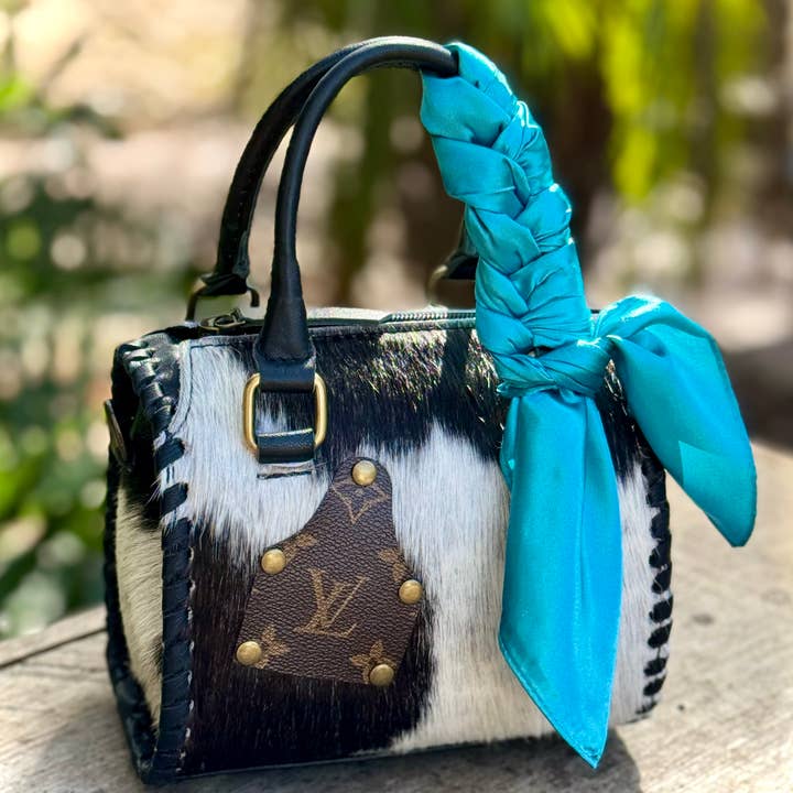 Upcycled LV Cowhide Leather Speedy Bag Western Crossbody for wholesale by Southern Junkie Gypsy Boutique