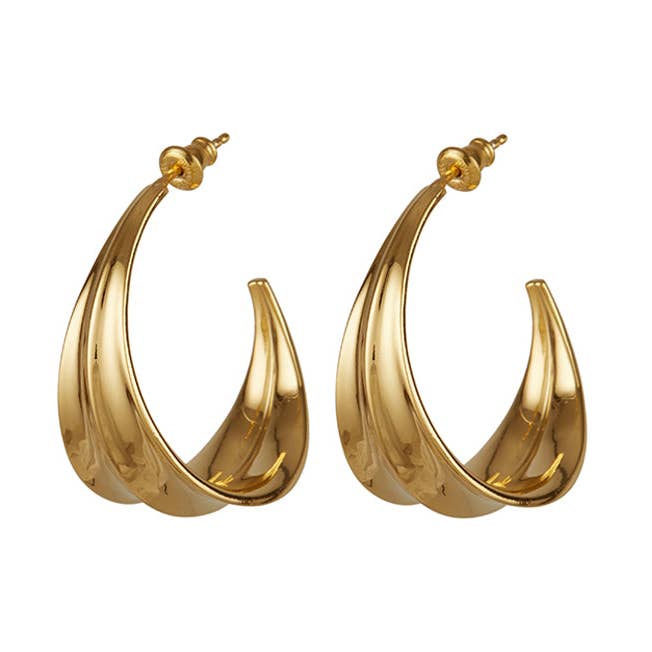 Orecchini a Cerchio Athena in oro per la vendita all'ingrosso da parte di Rachel Entwistle Jewellery