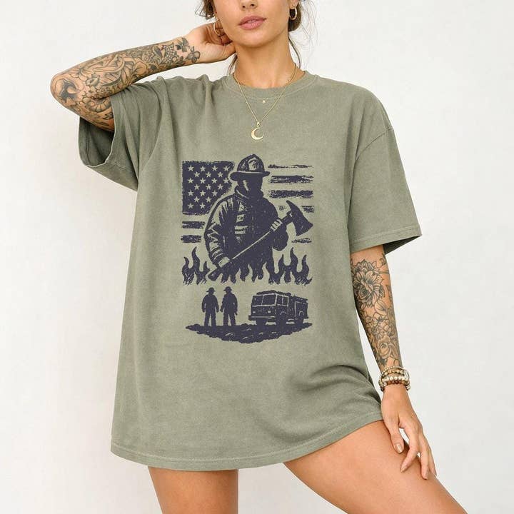 Comfort Colors - Brandweerman Grafisch Unisex T-Shirt voor wholesale door Printliss