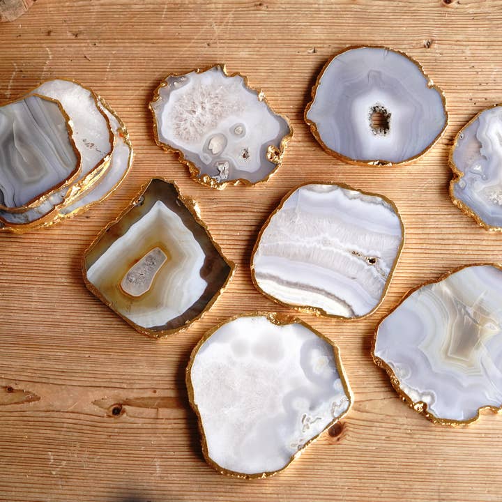 Backwoods Provisions - Vente Sous-verre - Dessous de verre en agate trempée dans l'or, coloris foncé ou clair4