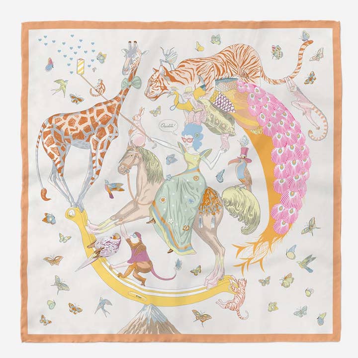 Dipped Shop - Wholesale Scarf - Women's - Colorful Animal Print Square Silk Scarf DP25F4549
