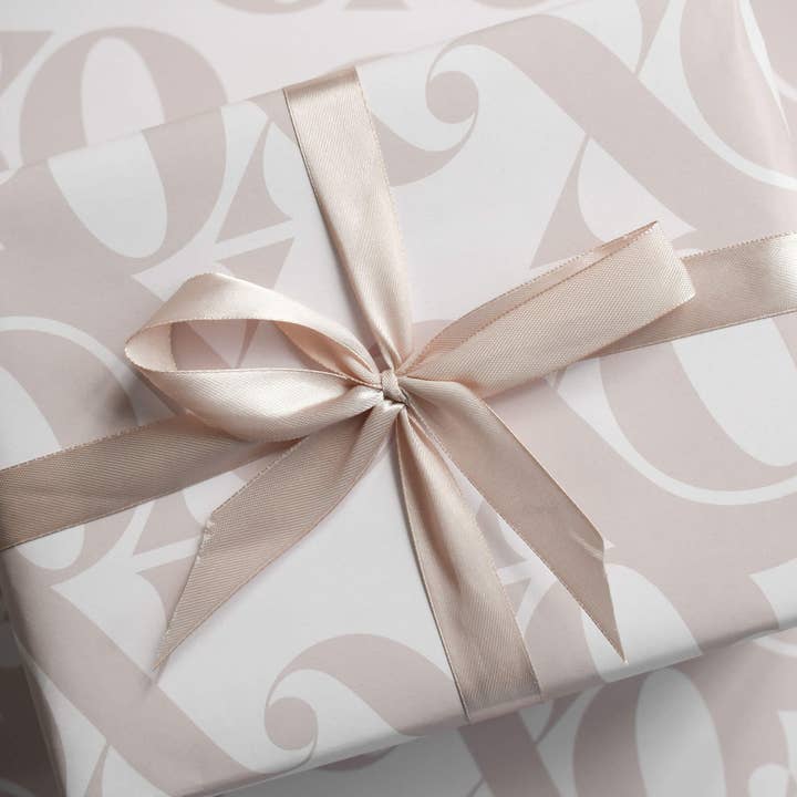 XO Neutral Typographic Wrapping Paper for wholesale by Jennifer Tune