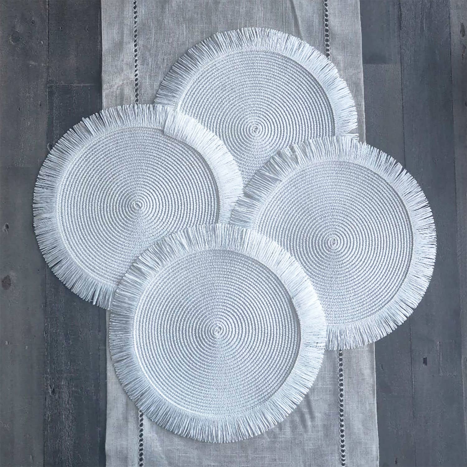 Fennco Styles - Wholesale Placemat - Handwoven Fringe Boho 15" Round Placemat6