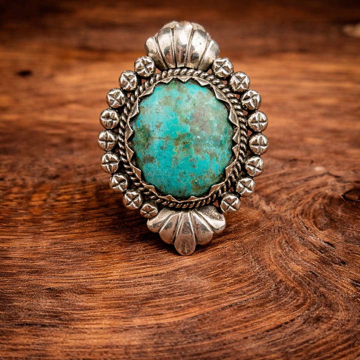 Genuine Turquoise Tibetan Adjustable Ring for wholesale by ZINC Designs