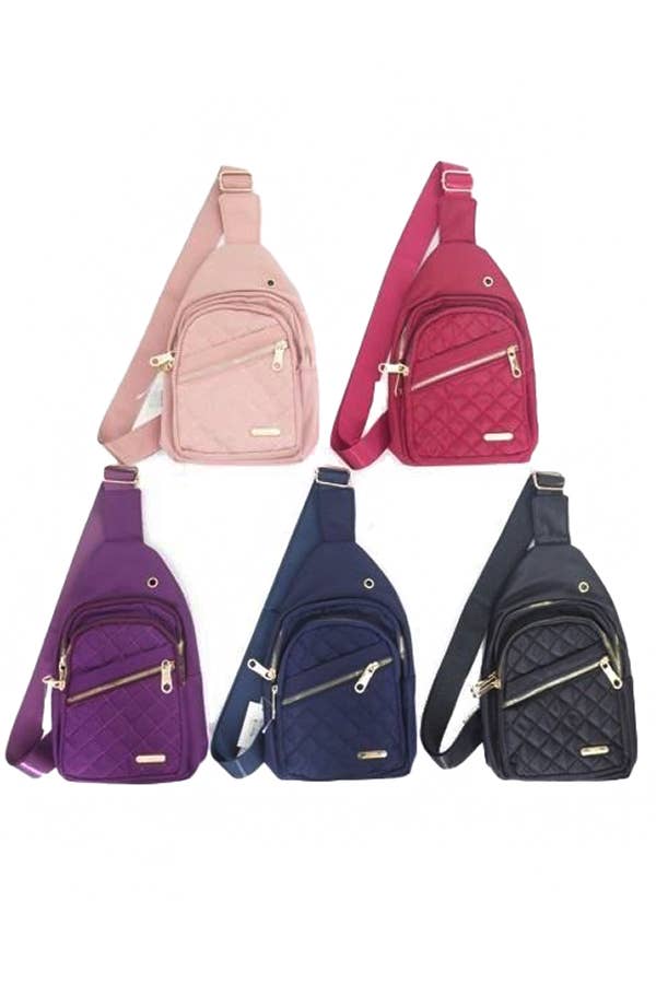Wholesale Diamond Quilted Polyester Shoulder Sling Bag for your store