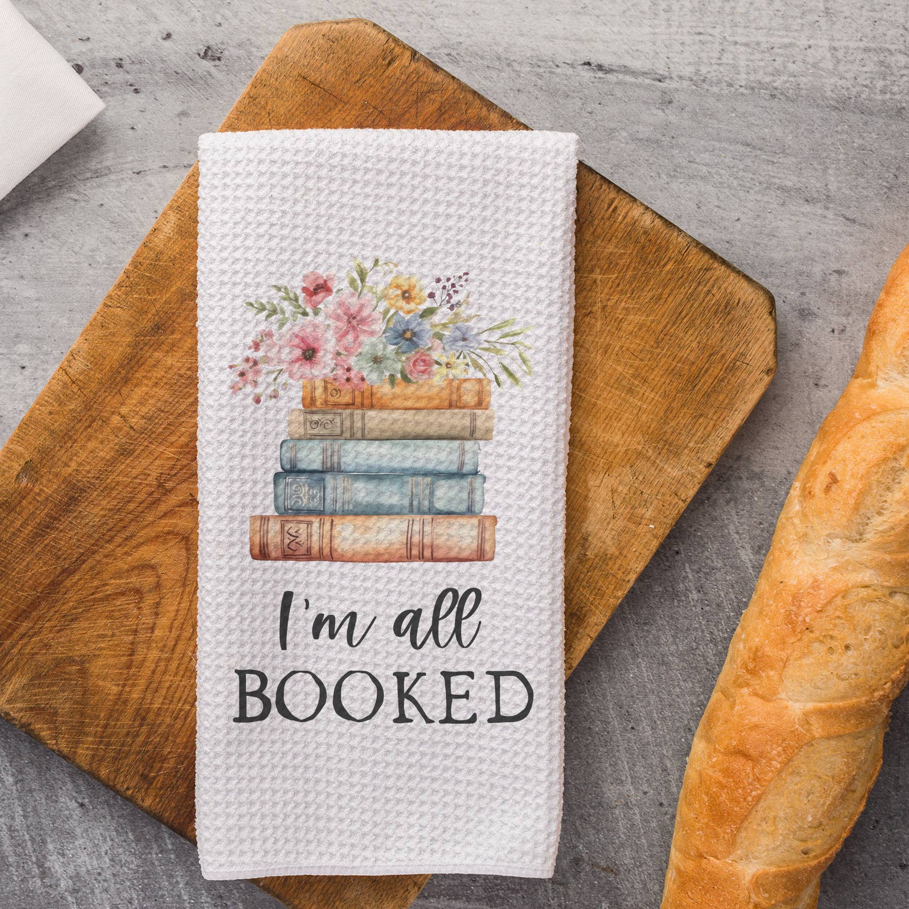Canary Road - Wholesale Tea Towel - I'm All Booked Kitchen Towel, Floral Book Dish Bookish Book Store1