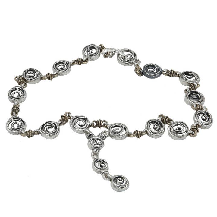 Long necklace with silver 925 spirals and bronze CA070 for wholesale by Mandile Gioielli