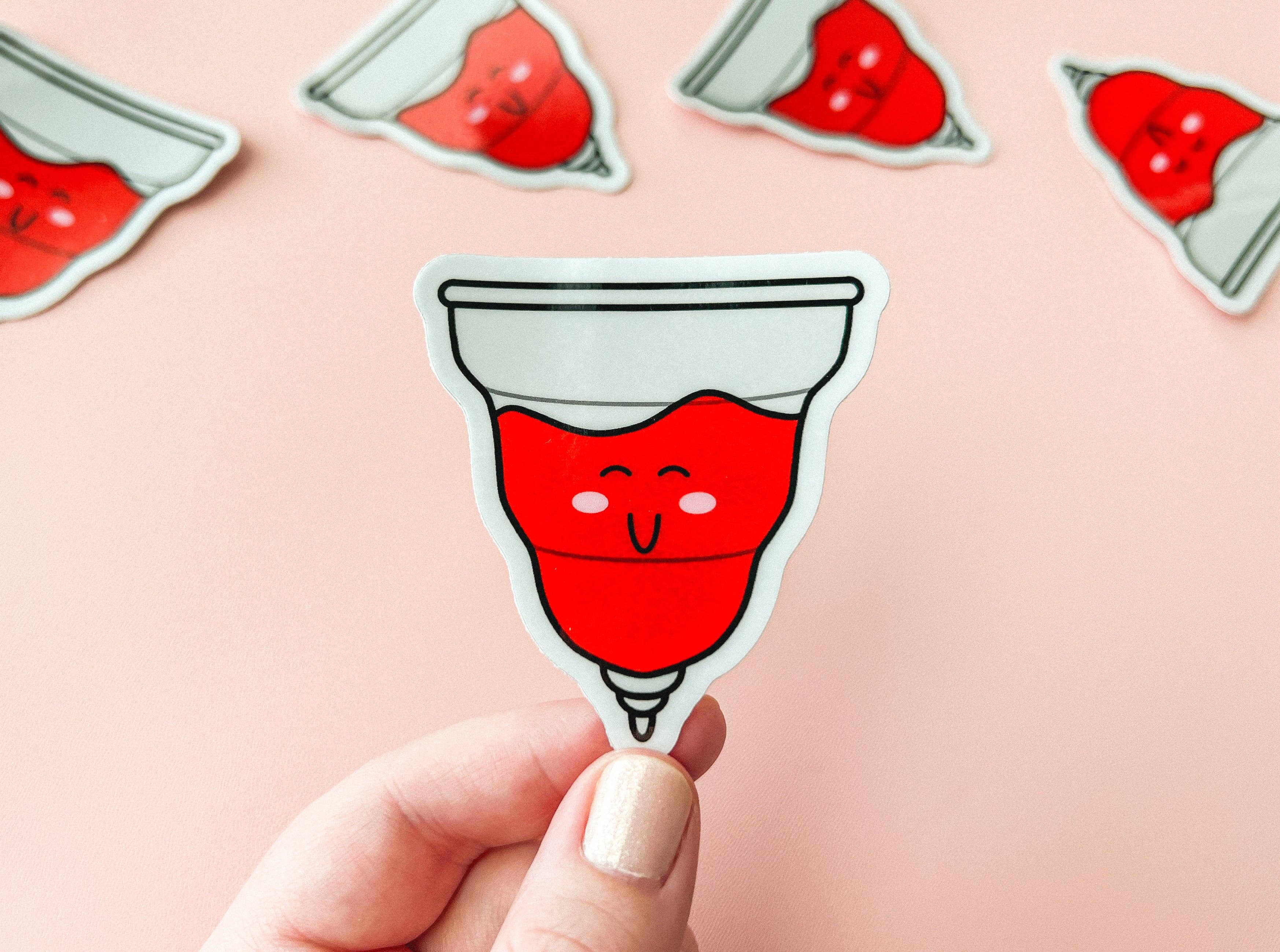 The Harpy Otter Co - Wholesale Sticker - Happy Menstrual Cup Sticker1