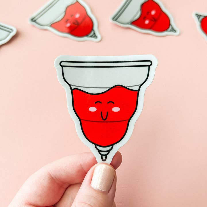 The Harpy Otter Co - Wholesale Sticker - Happy Menstrual Cup Sticker1