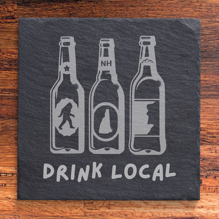 Slate Coaster - New Hampshire Beer and Wine Lovers (Various Designs) for wholesale by Maple and Holly