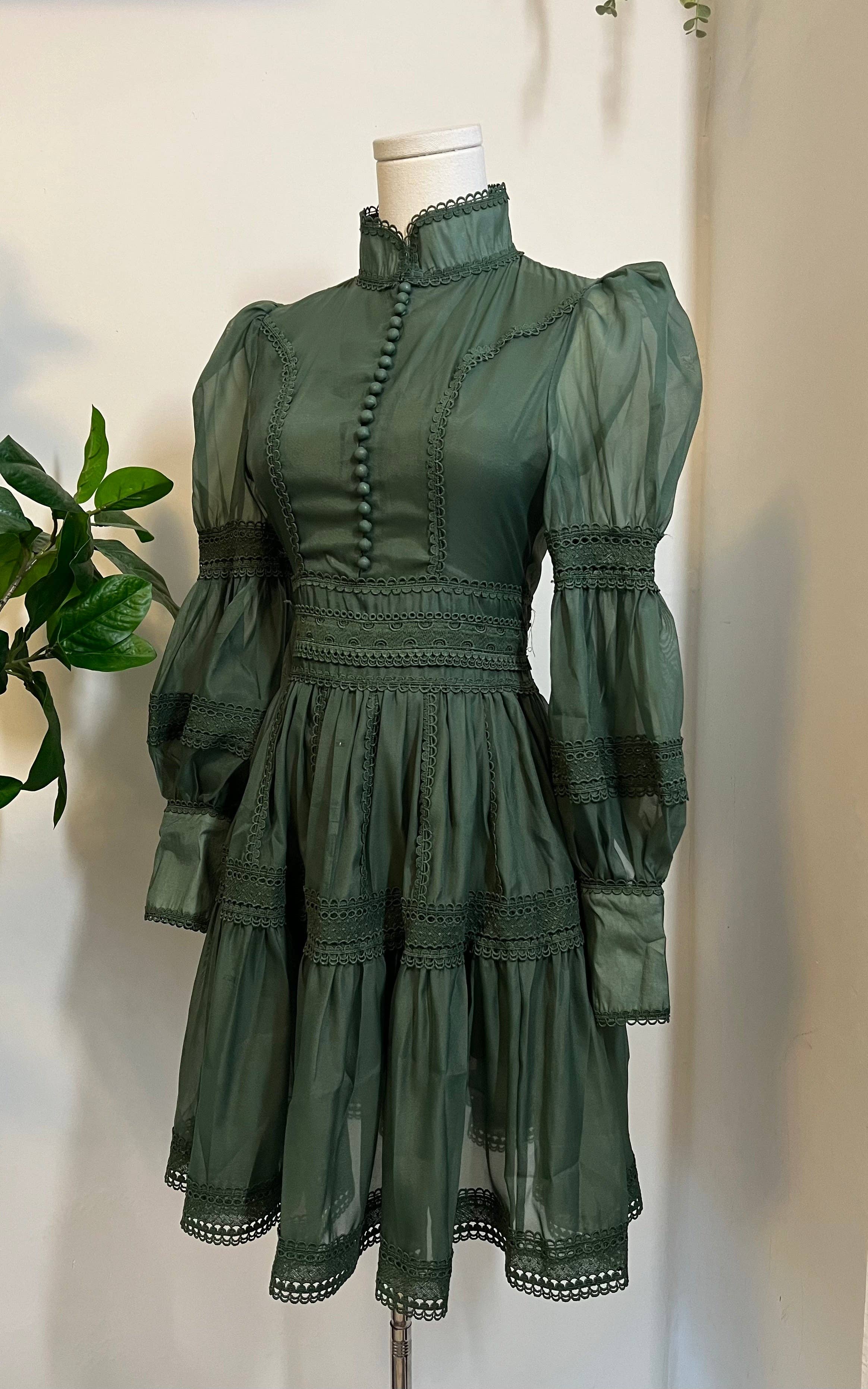 Witchwood Bags - Wholesale Dress - Women's - Morgana - Romantic Victorian Inspired Party Dress - SAGE 5