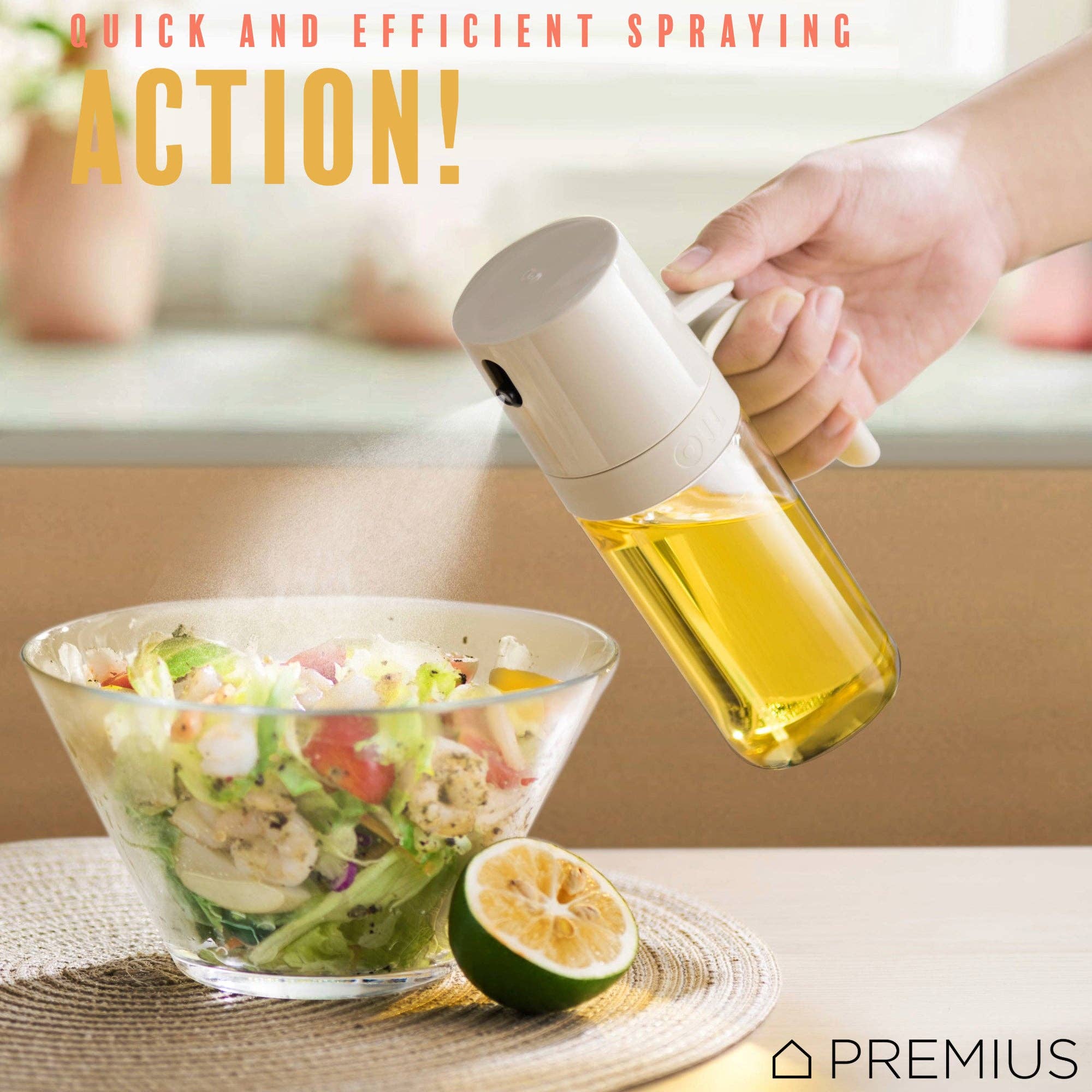 ShopBobbys - Wholesale Oil/Vinegar Dispenser - PREMIUS Glass Oil Sprayer Bottle, Natural, 8.45 Ounces2