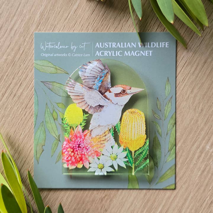 Watercolour By Cat - Wholesale Magnet - Australian Bird Kookaburra Magnet