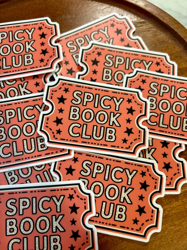 Spicy Book Club ticket sticker for wholesale by Axle Rose Co