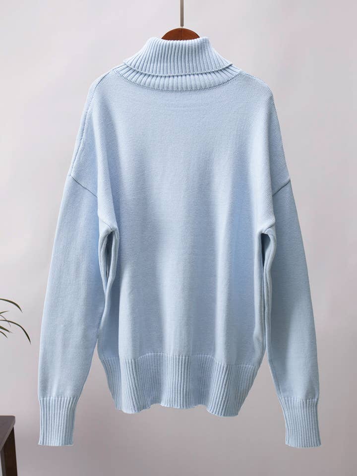 Dipped Shop - Wholesale Knit Sweater - Women's - High Collar Loose Solid Color Sweater DPS271316