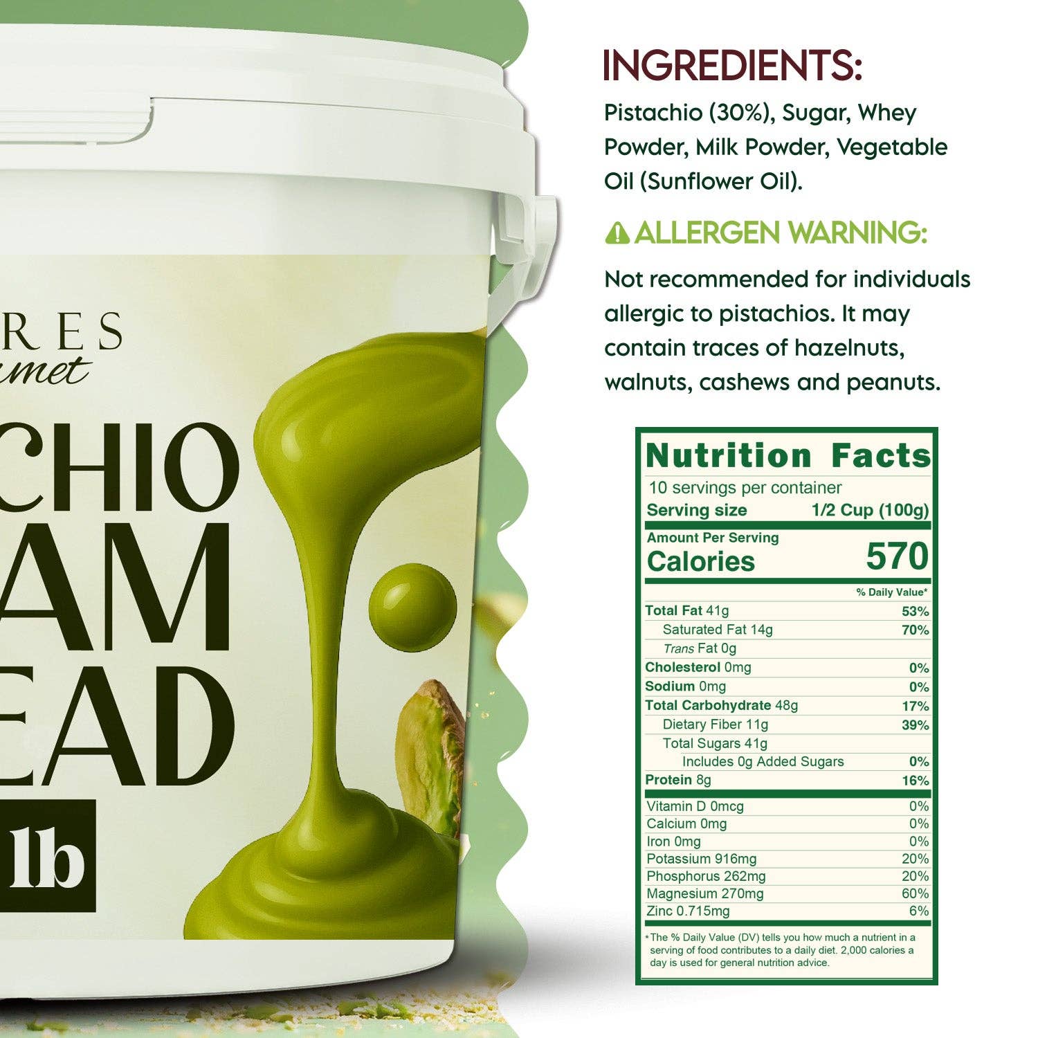 Ceres Gourmet - Vente Beurres de noix - Crème de Pistache Professionnelle pour Barres de Chocolat de Dubaï, Brownie et Crêpe ou Pâtisserie, et Applications de Desserts 1 kg / 3 kg / 5 kg4