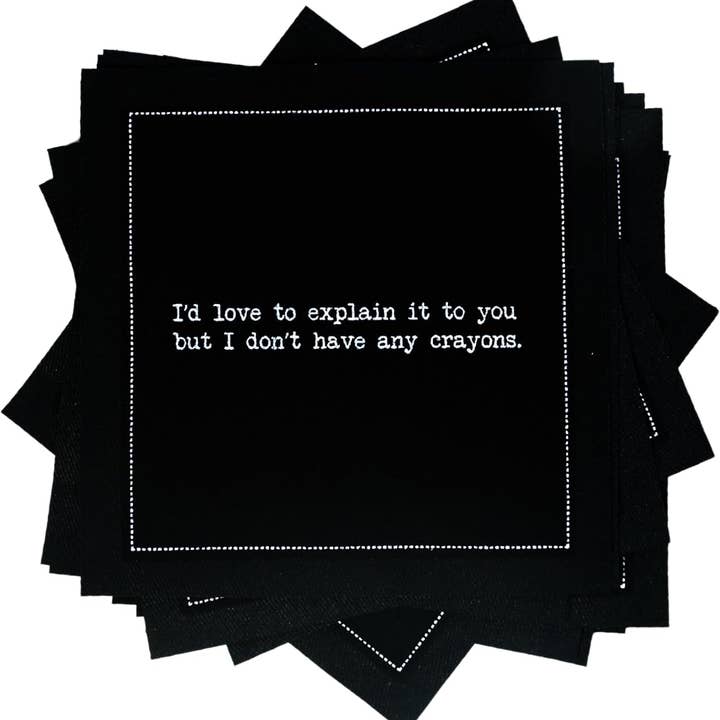 Five Star Napkins Inc. - Wholesale Disposable Napkin - Subversive Quotes - Black Cotton Cocktail Napkins 50x