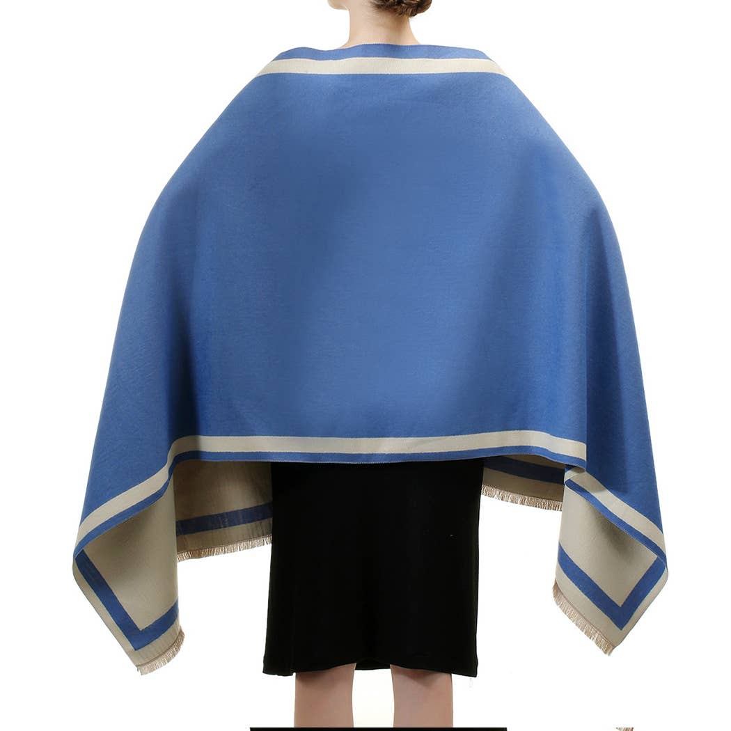 Fashion City - Wholesale Wrap - Women's - Reversible Oversized Border Cashmere Feel Shawl19