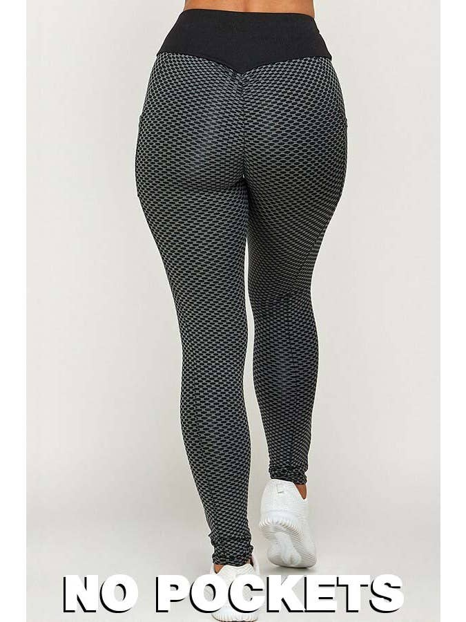 USA Fashion - Wholesale Athletic/Lounge Leggings - Women's - Contrast Textured Scrunch Butt Leggings - NO POCKETS
