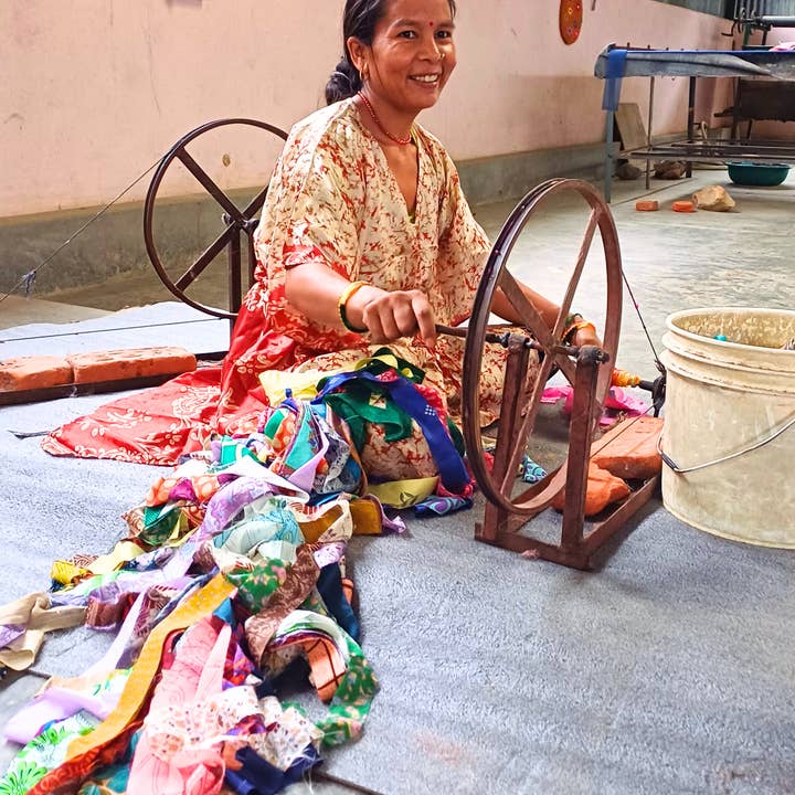 Recycled fabrics Upcycled Sari Yoga Mat Bag for wholesale on Faire4