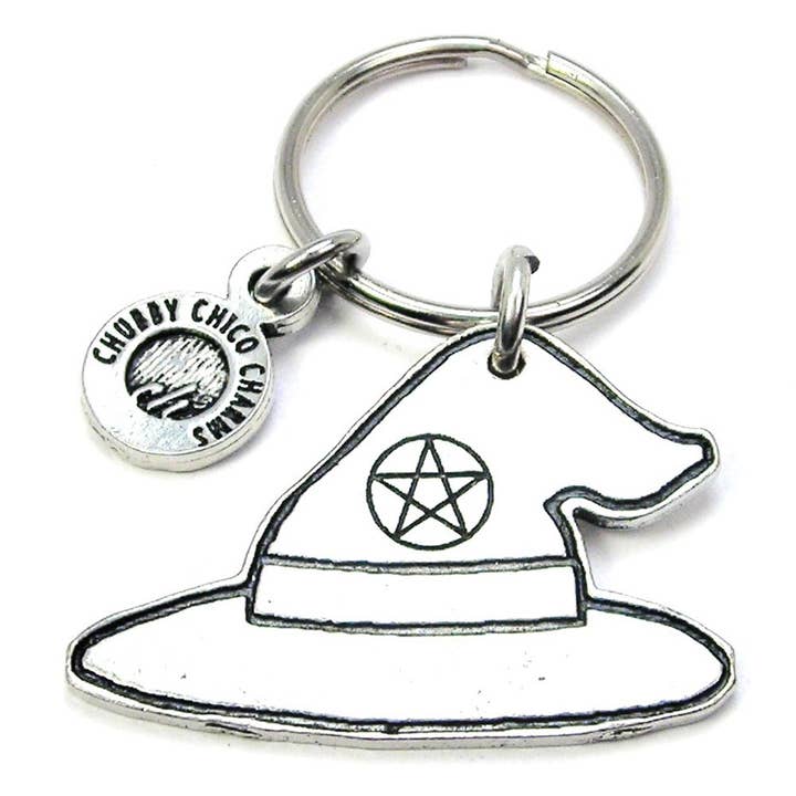 Chubby Chico Charms – Großhandel Schlüsselanhänger – Unisex – Hexenhut mit Pentacle-Schlüsselanhänger Halloween Wiccan Pagan