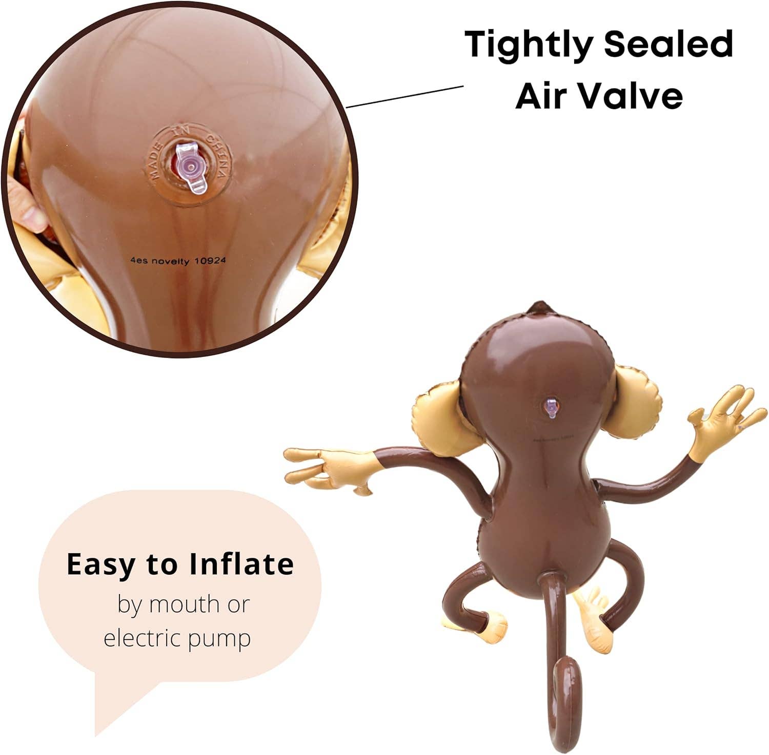 4E's Novelty - Wholesale Inflatable Toy - Kids & Baby - 4E's Novelty 4 Pack 27'' Inflatable Monkeys - Jungle Decor & Party Supplies2