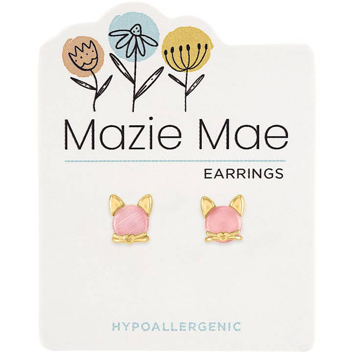 Mazie Mae Earring: Gold Rosewater Opal Cat Earring for wholesale by Center Court