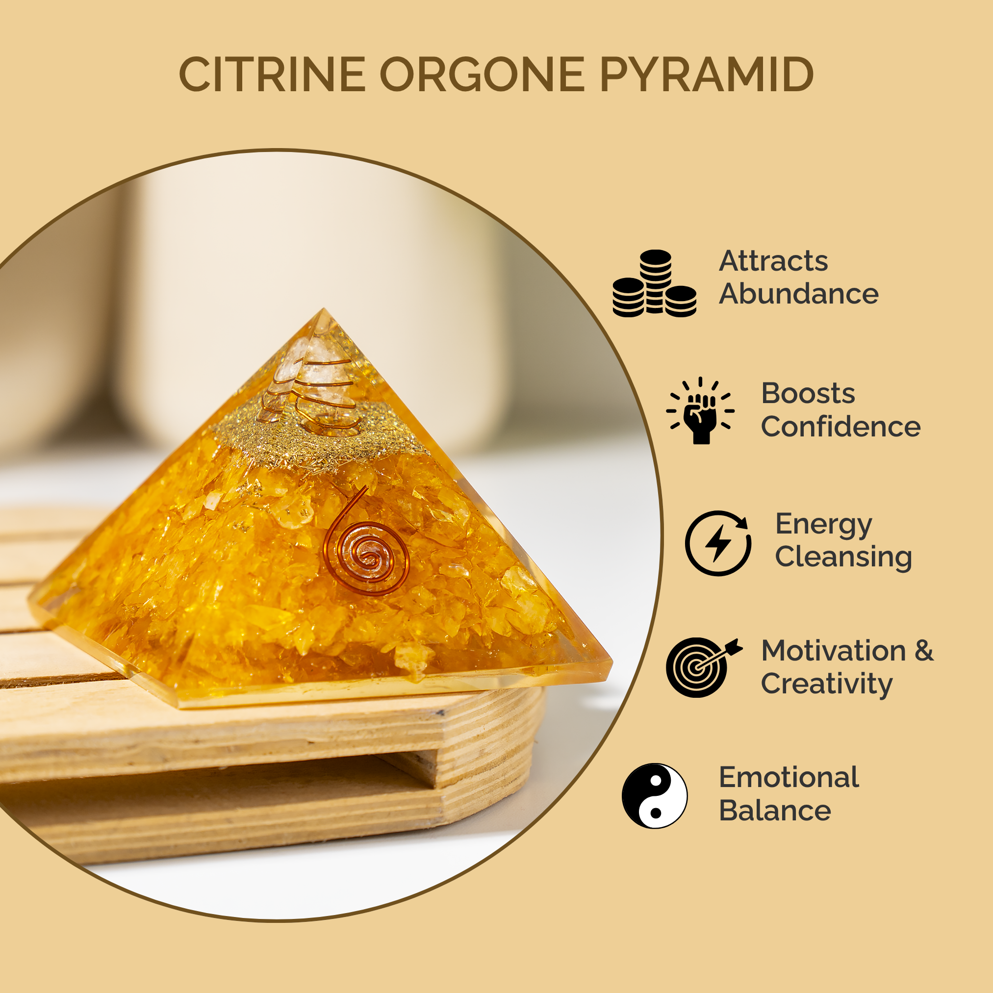 Soothing Crystals - Wholesale Spiritual Stone/Crystal - Orgone Pyramid | Citrine Pyramid | Crystal Energy Pyramid7