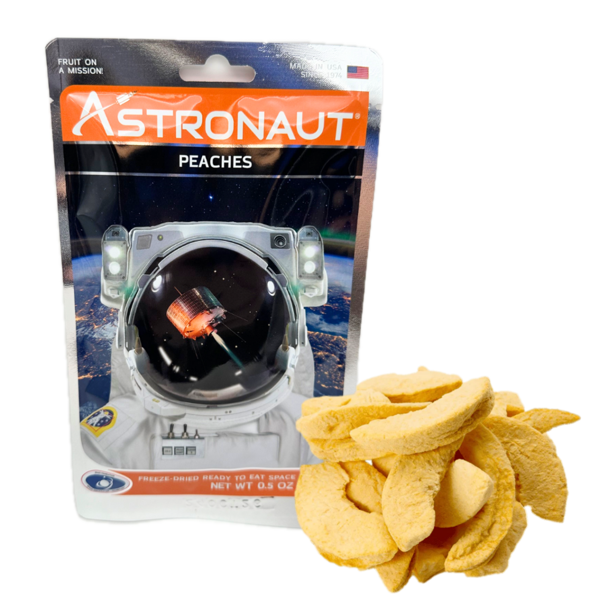 I Got Your Candy - Wholesale Dried/dehydrated fruit - Astronaut Freeze Dried Peaches 0.5oz - 12ct0