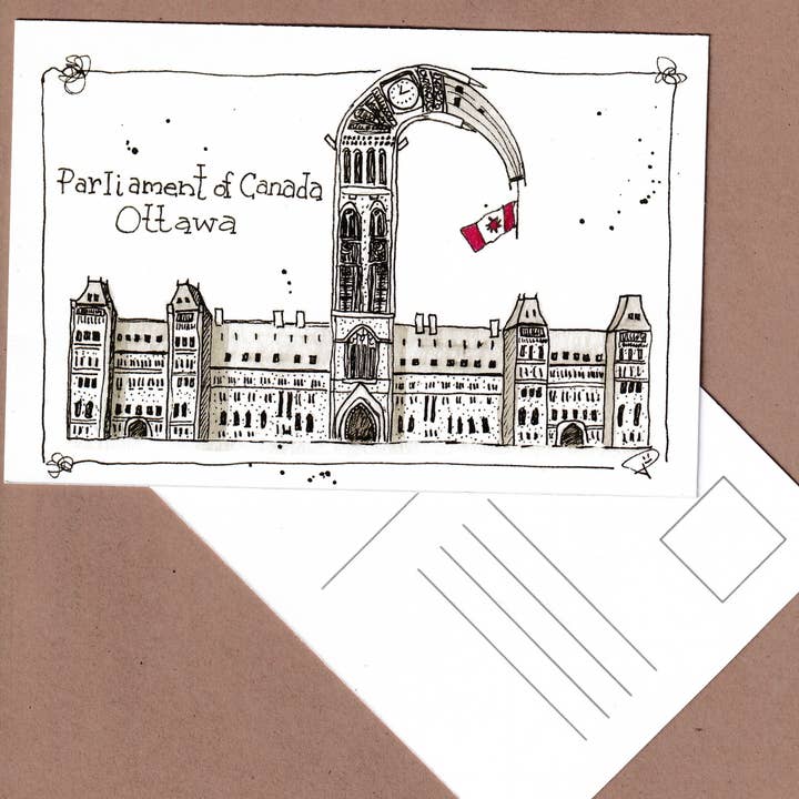 Carte postale des édifices du Parlement, carte artistique souvenir d'Ottawa pour la vente par Pegmeisterart