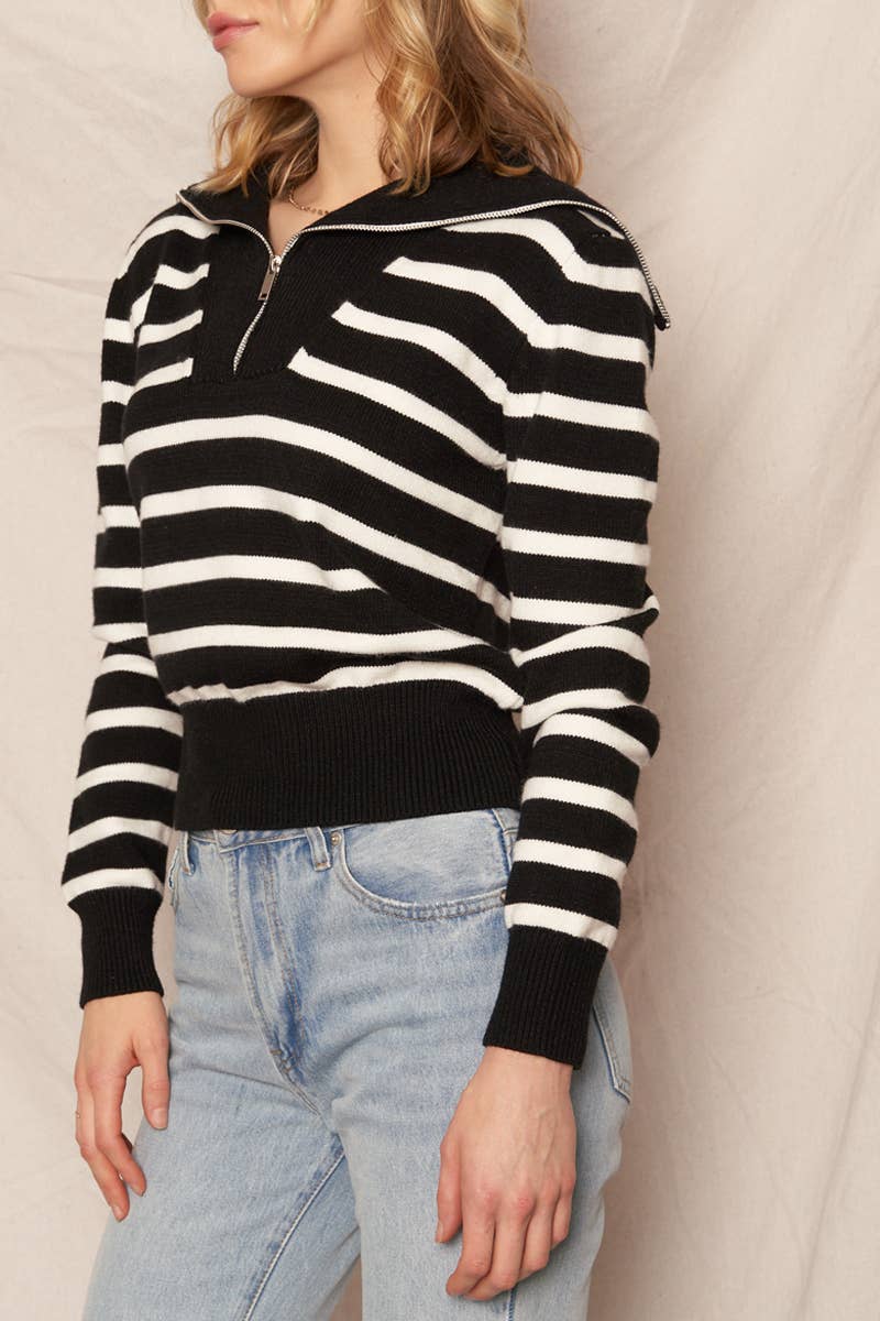 En Crème - Vente Pull en maille – femme - Pull rayé à col marin16