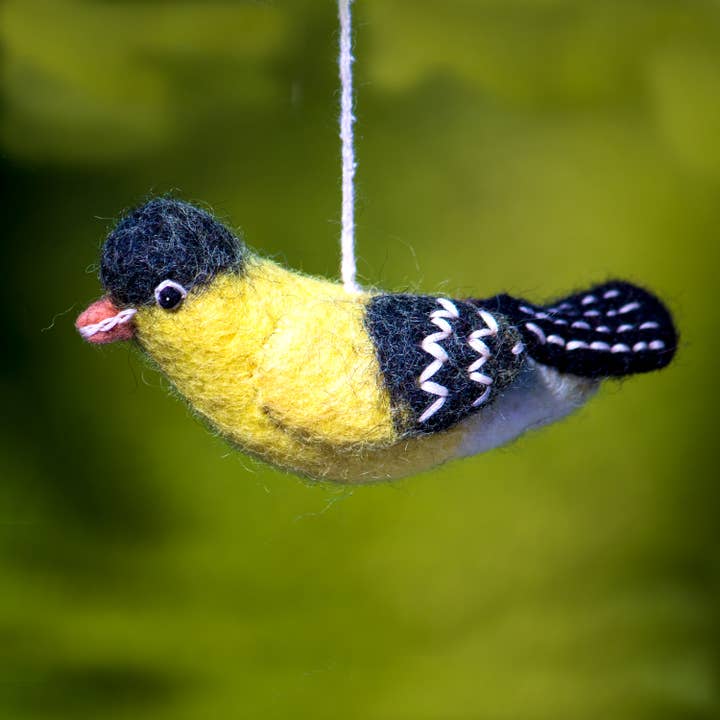 dZi Handmade - Wholesale Ornament - Goldfinch Woolie Bird1