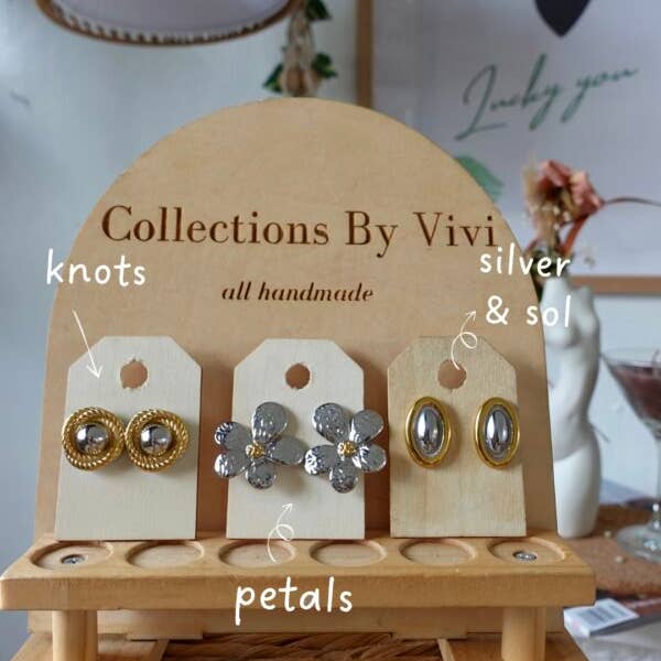 Two-Tone Gold & Silver Earrings | Handmade Mixed Metal Jewel for wholesale by Collections By Vivi