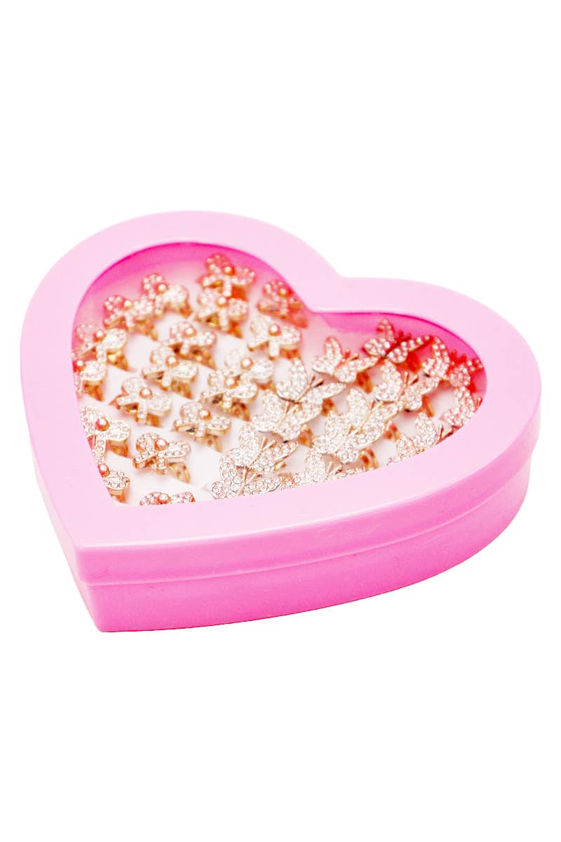 Cap Zone - Wholesale Retailer Display - Jewelry - Kids Butterfly Ribbon Bling Metal Ring Collection2