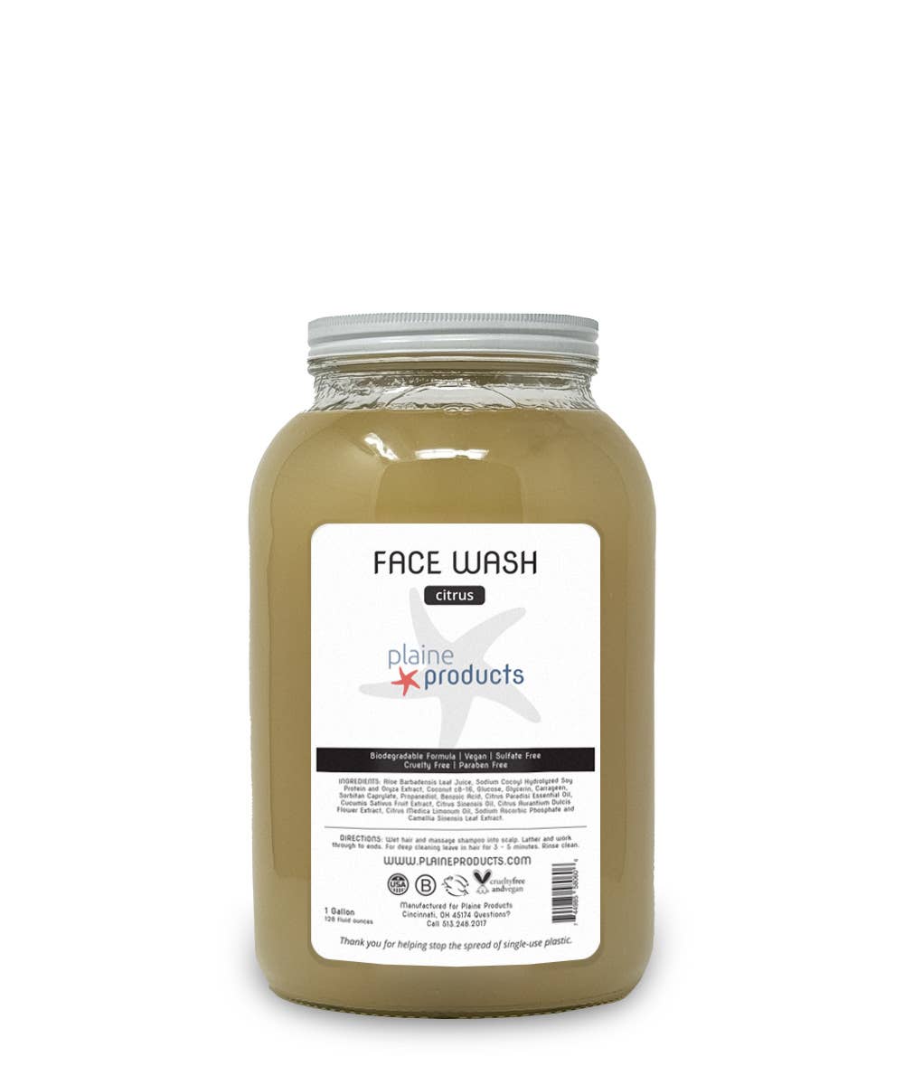 Plaine Products - Wholesale Facial Cleanser - Face Wash One Gallon Bulk (pump not included) Reusable