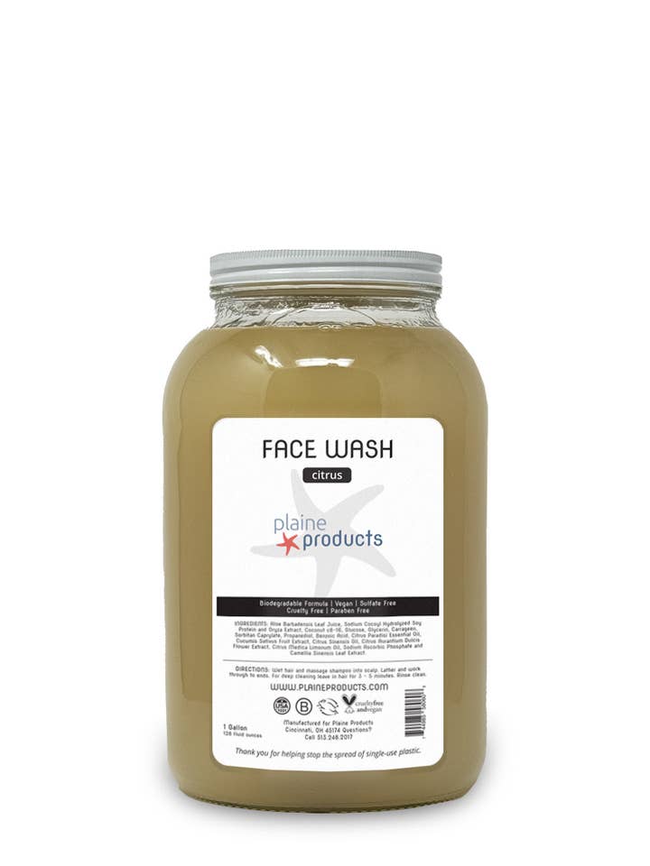 Face Wash One Gallon Bulk (pump not included) Reusable for wholesale by Plaine Products