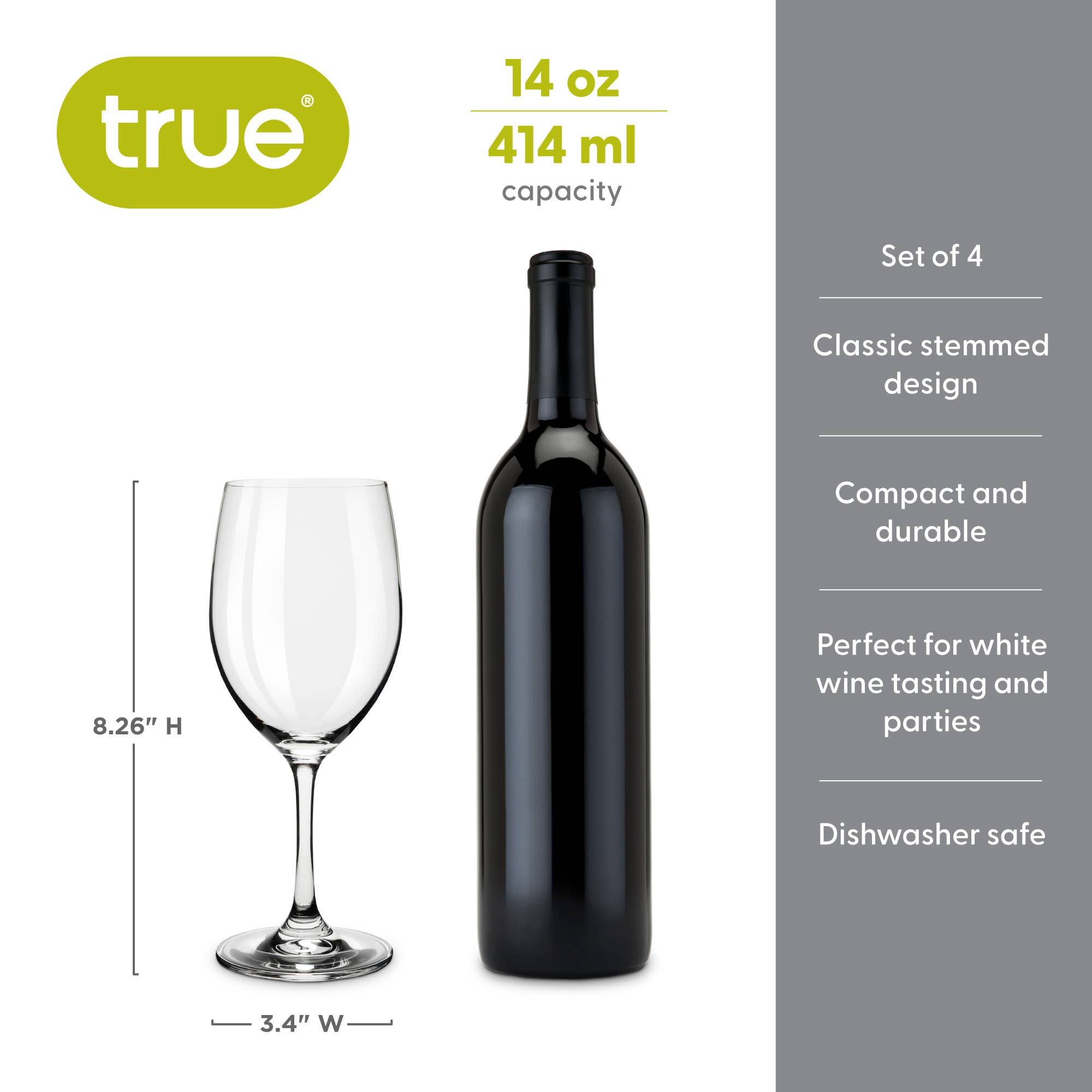 TRUE - Wholesale Wine Glass - Taste Stemmed Crystal Red and White Tasting Glasses Set of 46