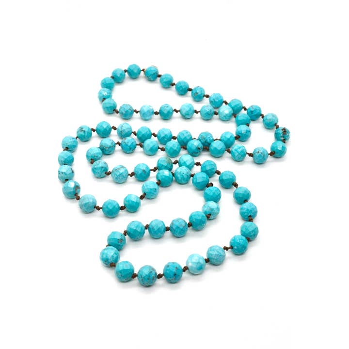 Round Faceted Turquoise Bead Necklace for wholesale by LIZOU