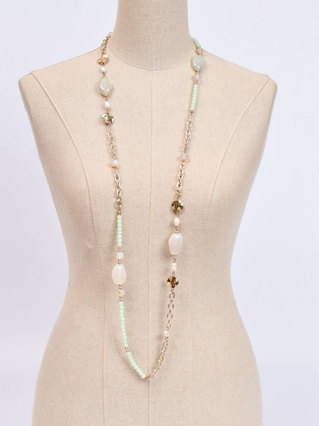 GREEN Long necklace with crystal beads 0162 for wholesale on Faire0