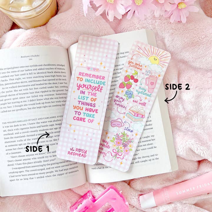 The Rosy Redhead - Wholesale Bookmark - Self-care Reminder Cute Girly Positive Quote Bookmark2