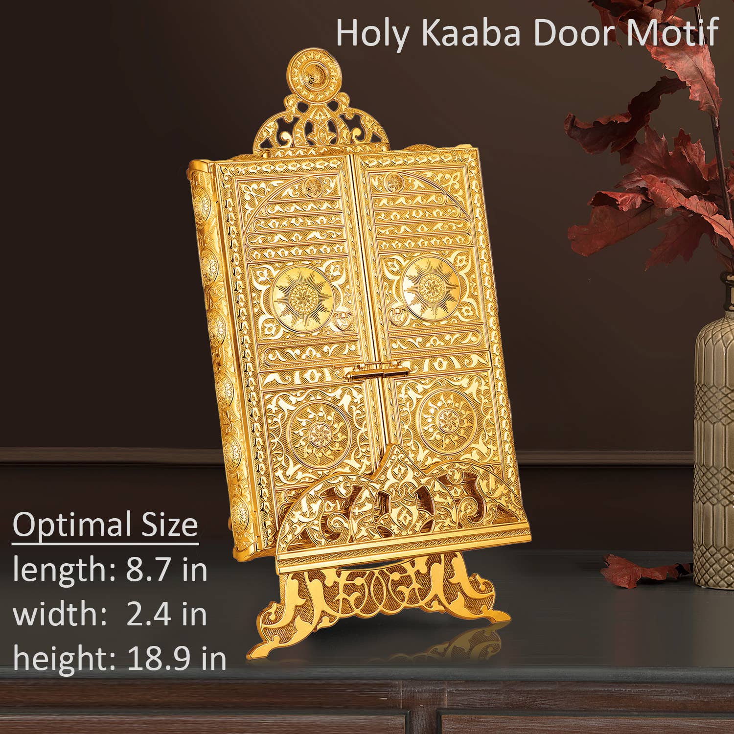 Hakan - Wholesale Decorative Box - Luxury Metal Quran Box with Stand, Gold, and Nickel2