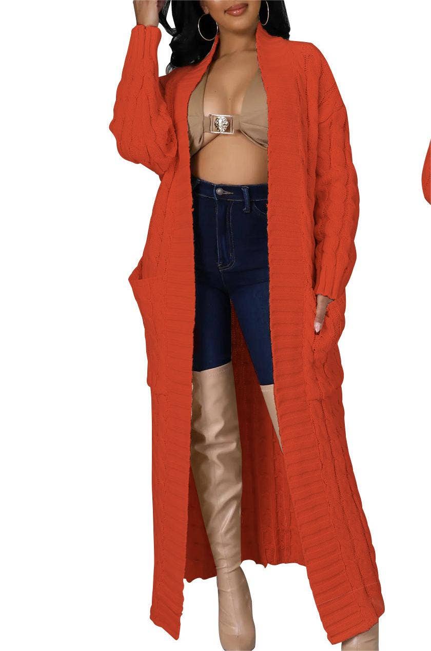 Rosa Clothing - Wholesale Cardigan - Women's - Multicolored Long coat knit cardigan22