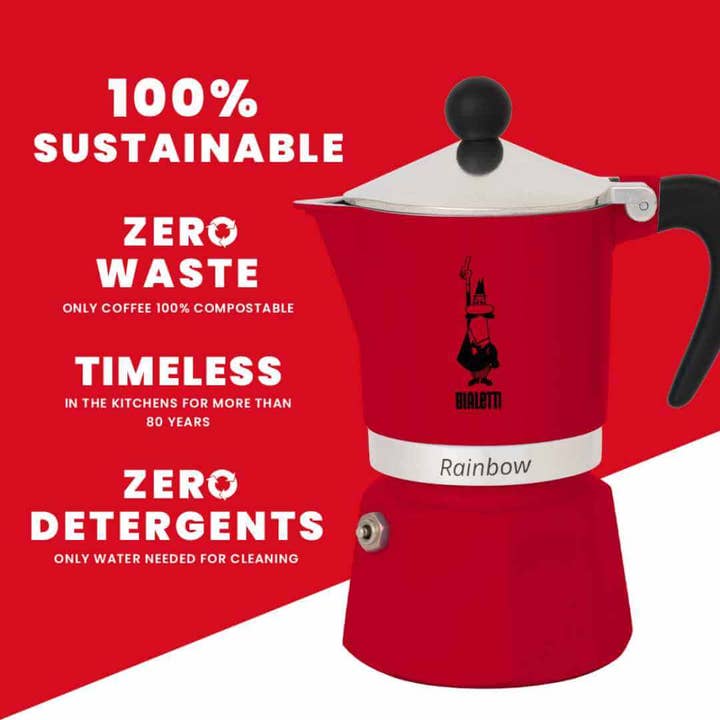 And Co. Brands - Vente Machine à expresso - Cafetière Moka Bialetti Rainbow rouge pour gaz et électricité8