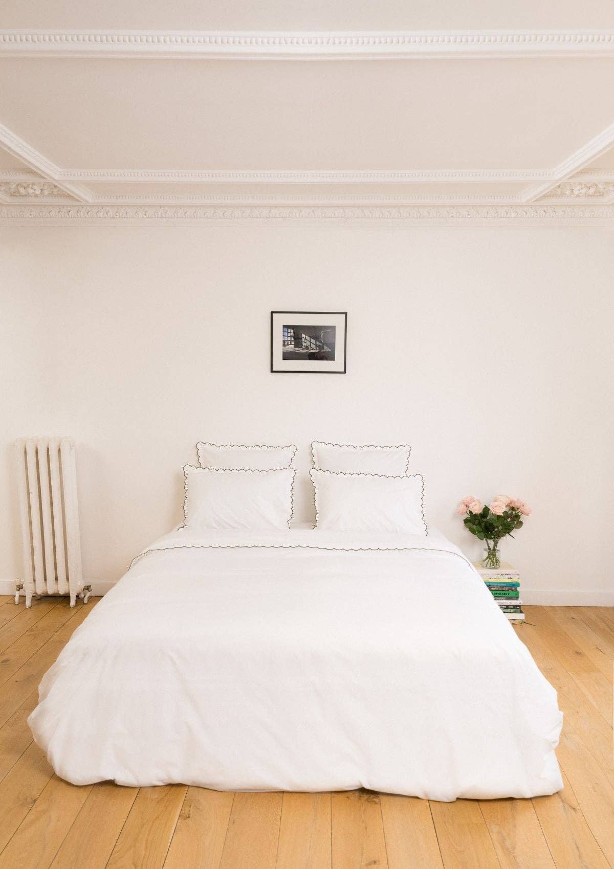 Tomète - Wholesale Duvet Cover - The scalloped duvet cover in white & forest green cotton percale6